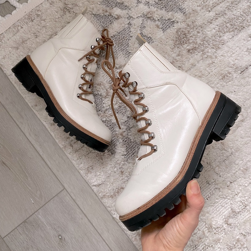 Indigo Rd shearling combat boot- white